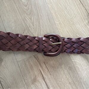 Banana Republic Brown Leather Wide Woven Belt Medium